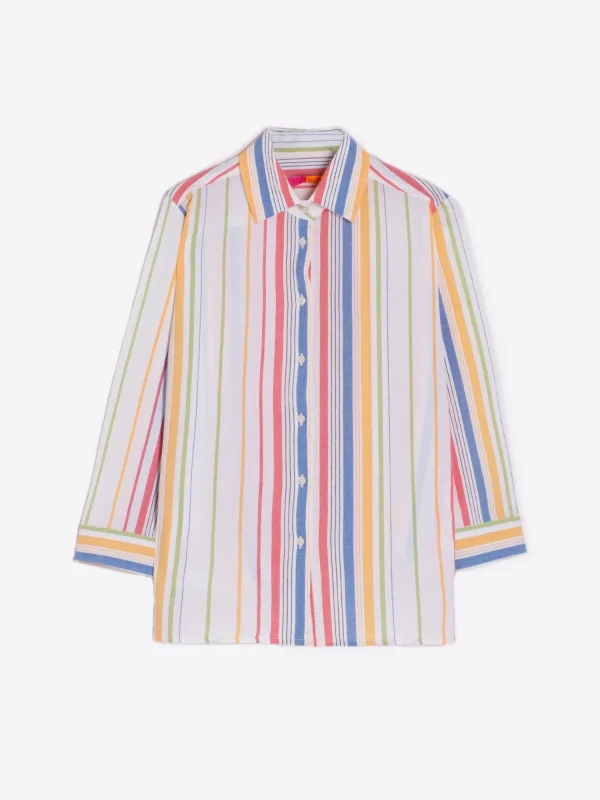 Mujer Vilagallo Camisa Sara Stripe Multicolour