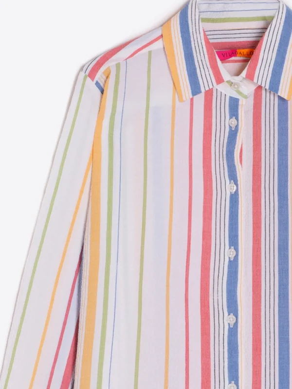 Mujer Vilagallo Camisa Sara Stripe Multicolour