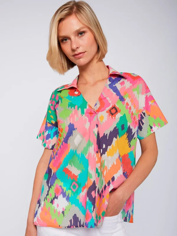 Mujer Vilagallo Camisa Voile Estampado Ikat