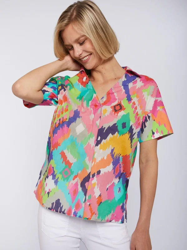 Mujer Vilagallo Camisa Voile Estampado Ikat