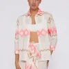 Mujer Vilagallo Camisa Voile Jacquard Rosa Y Camel