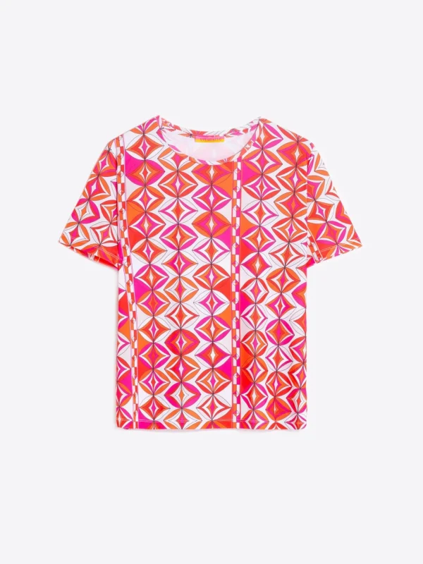 Mujer Vilagallo Camiseta Punto Estampado Geometrico Rosa