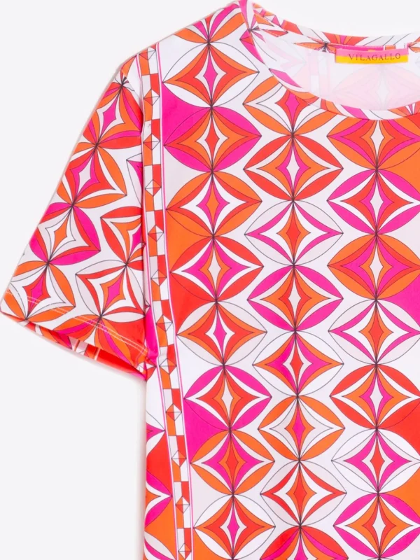 Mujer Vilagallo Camiseta Punto Estampado Geometrico Rosa