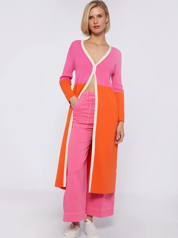 Mujer Vilagallo Cardigan Bicolor Rosa Naranja