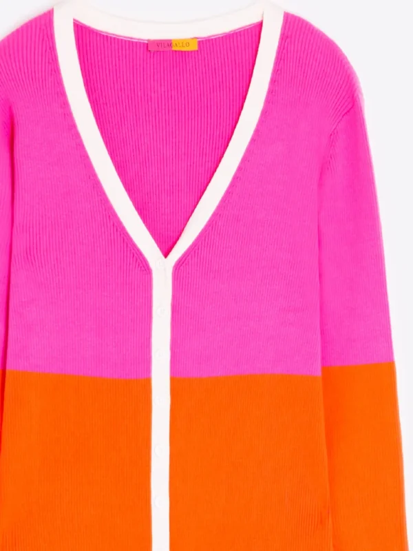 Mujer Vilagallo Cardigan Bicolor Rosa Naranja