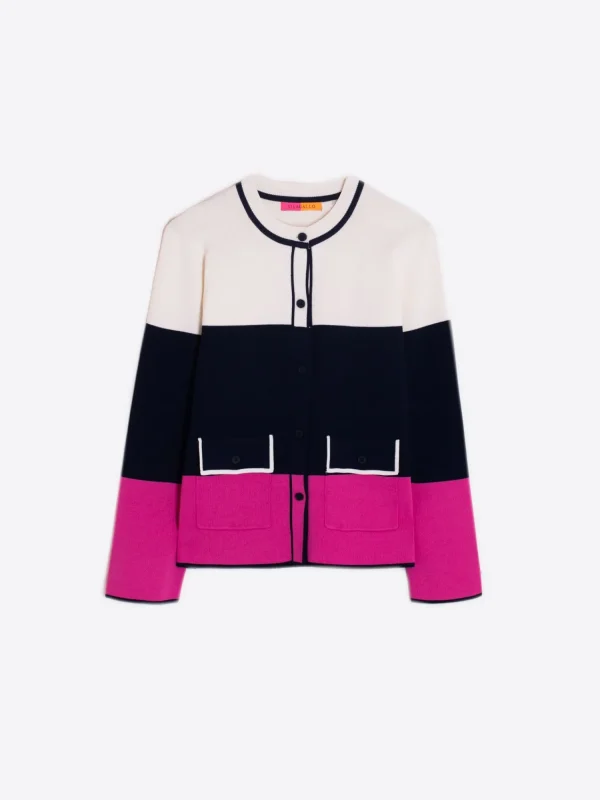 Mujer Vilagallo Cardigan Tricolor Rosa Marino