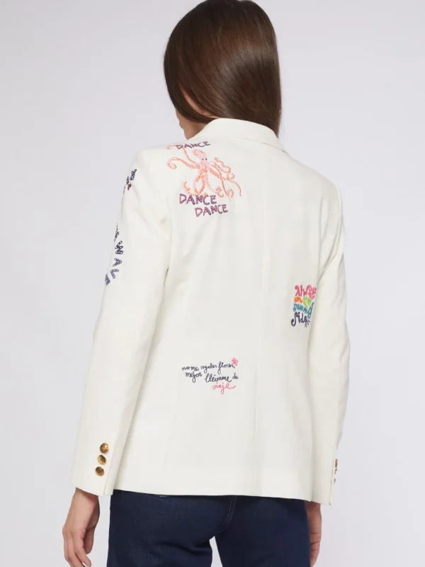 Mujer Vilagallo Chaqueta Bordada Punto Blanco Perfect Fit