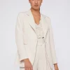 Mujer Vilagallo Chaqueta Crep Crudo Boton Joya