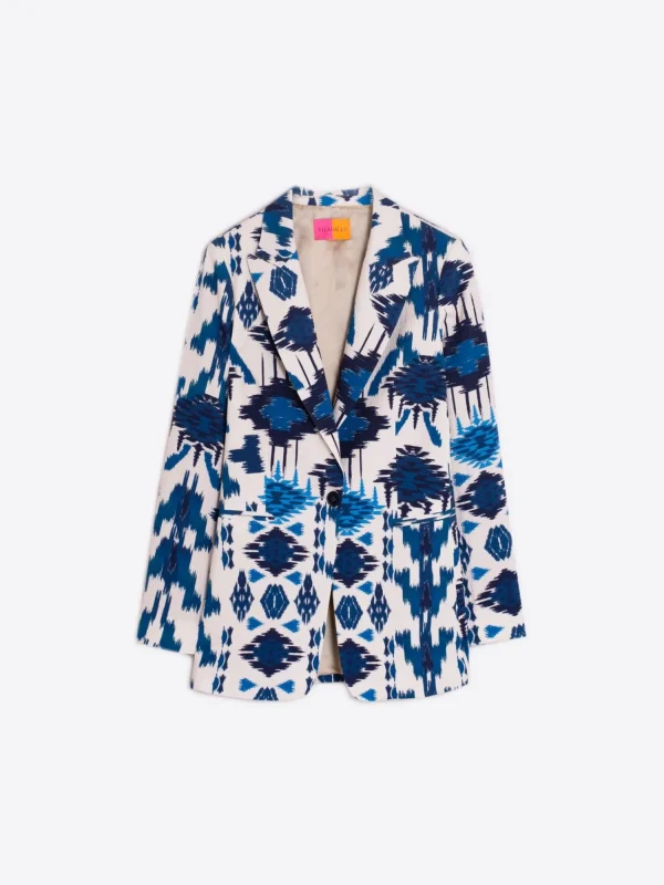 Mujer Vilagallo Chaqueta Estampado Ikat Azul