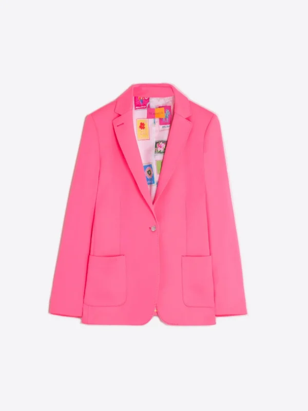 Mujer Vilagallo Chaqueta Punto Rosa Fluor
