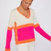 Mujer Vilagallo Jersey 100% Lana Merino Colour Block Rosa Naranja