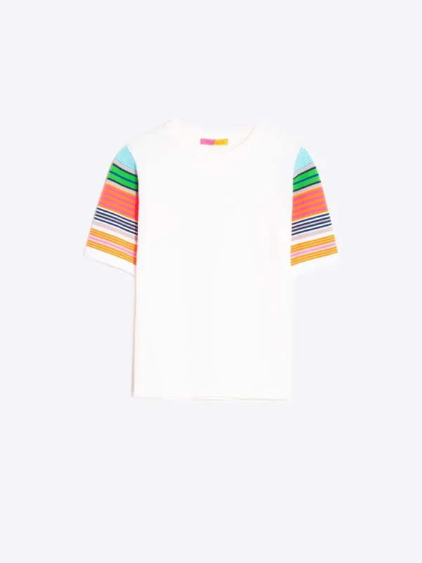 Mujer Vilagallo Jersey Blanco Mangas Multicolour