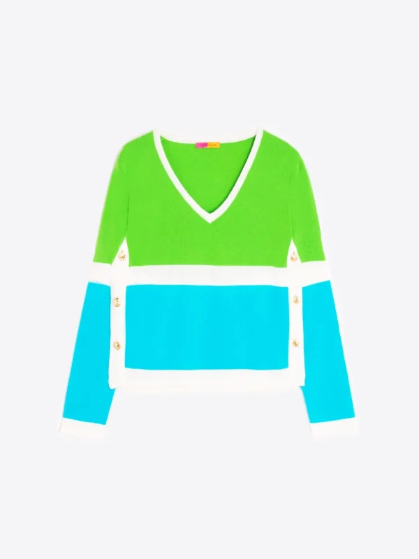 Mujer Vilagallo Jersey Punto 100% Lana Merino Colour Block