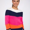 Mujer Vilagallo Jersey Punto Canale Colour Block Pink&Orange