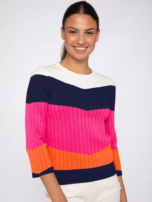 Mujer Vilagallo Jersey Punto Canale Colour Block Pink&Orange