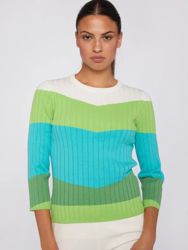 Mujer Vilagallo Jersey Punto Canale Colour Block Verde