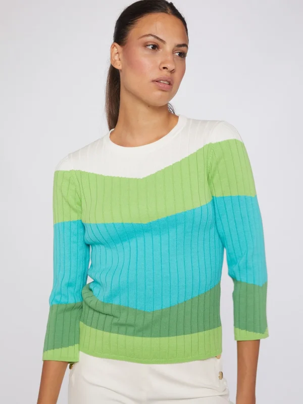 Mujer Vilagallo Jersey Punto Canale Colour Block Verde