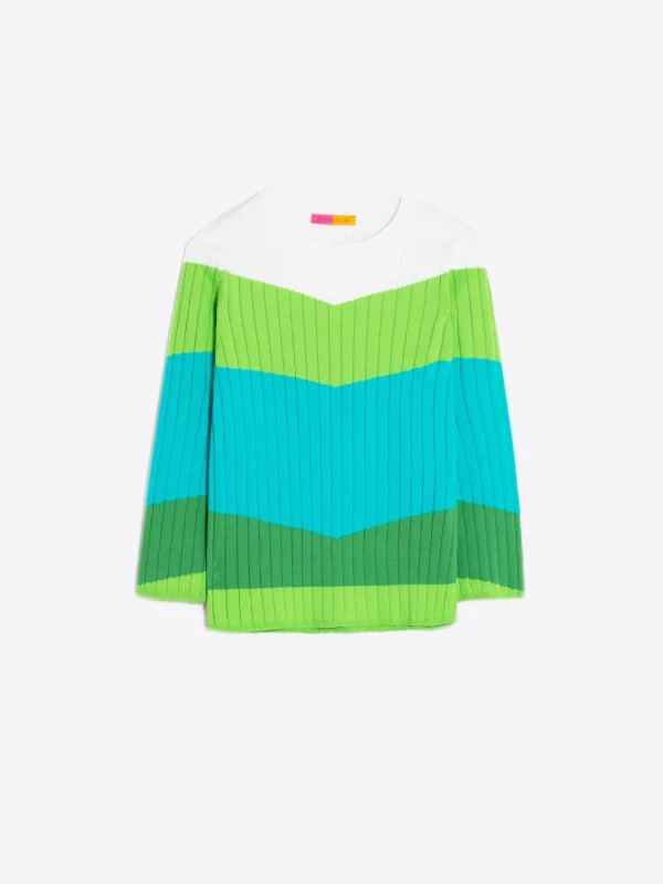 Mujer Vilagallo Jersey Punto Canale Colour Block Verde