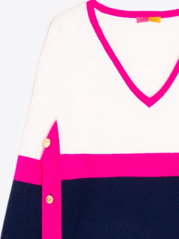 Mujer Vilagallo Jersey Punto Cuello Pico 100% Lana Merino