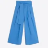 Mujer Vilagallo Pantalon Ancho Popelin Azul