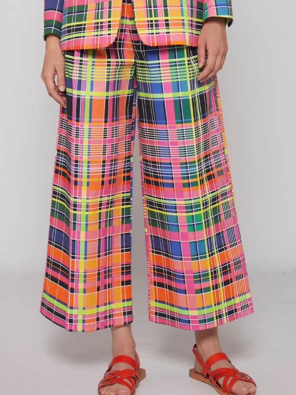 Mujer Vilagallo Pantalon Brisa Multicolour Check Gabardi