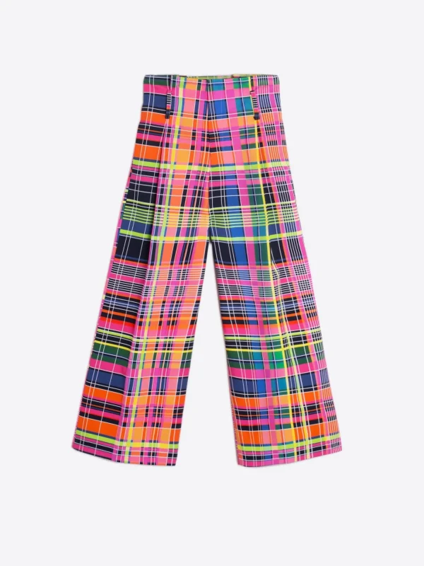 Mujer Vilagallo Pantalon Brisa Multicolour Check Gabardi