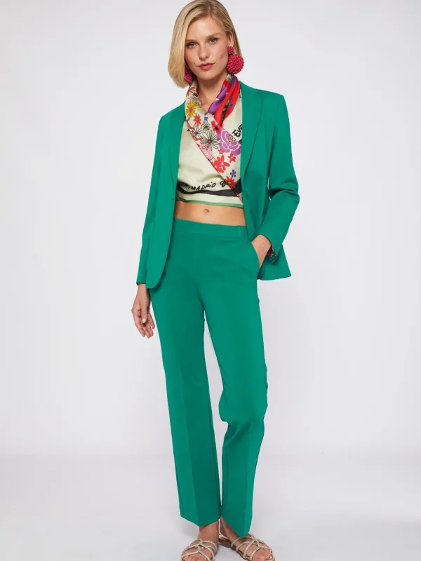 Mujer Vilagallo Pantalon Carla Green Knit Perfect Fit