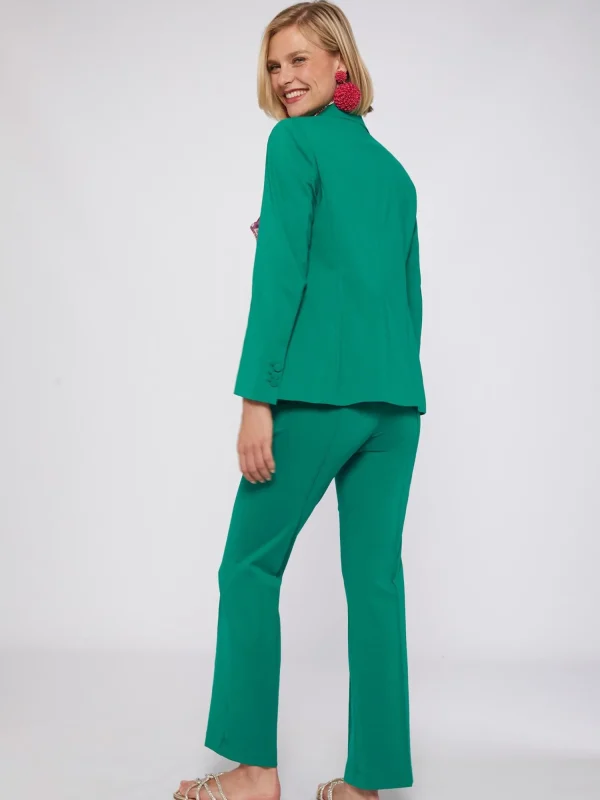 Mujer Vilagallo Pantalon Carla Green Knit Perfect Fit