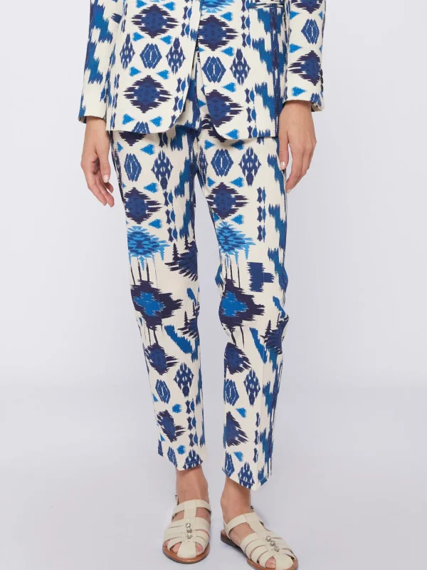 Mujer Vilagallo Pantalon Clarise Estampado Ikat Azul