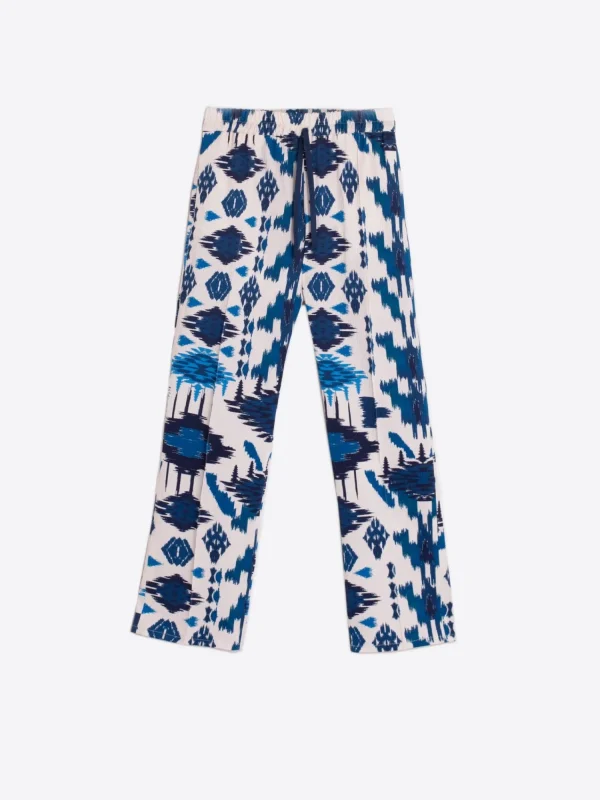 Mujer Vilagallo Pantalon Clarise Estampado Ikat Azul