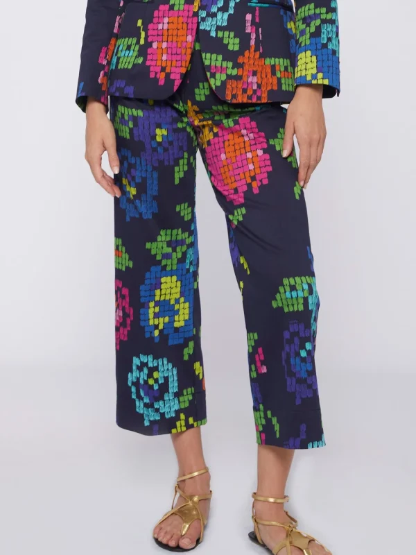 Mujer Vilagallo Pantalon Estampado Punto De Cruz