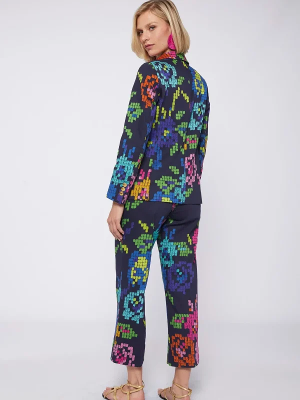 Mujer Vilagallo Pantalon Estampado Punto De Cruz