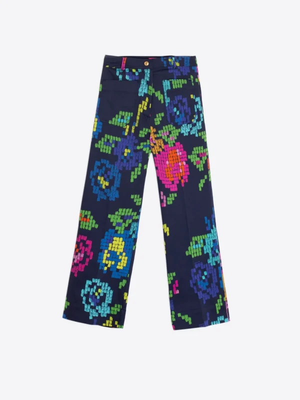 Mujer Vilagallo Pantalon Estampado Punto De Cruz