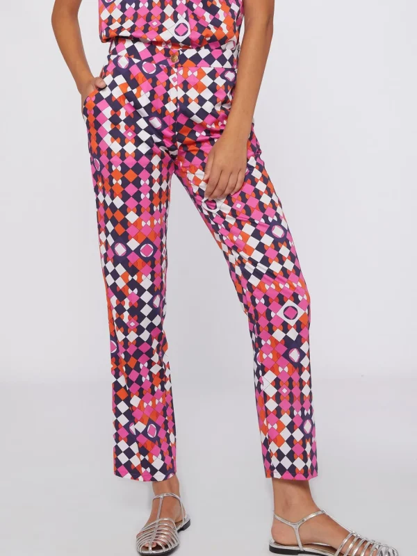 Mujer Vilagallo Pantalon Geometrico Algodon