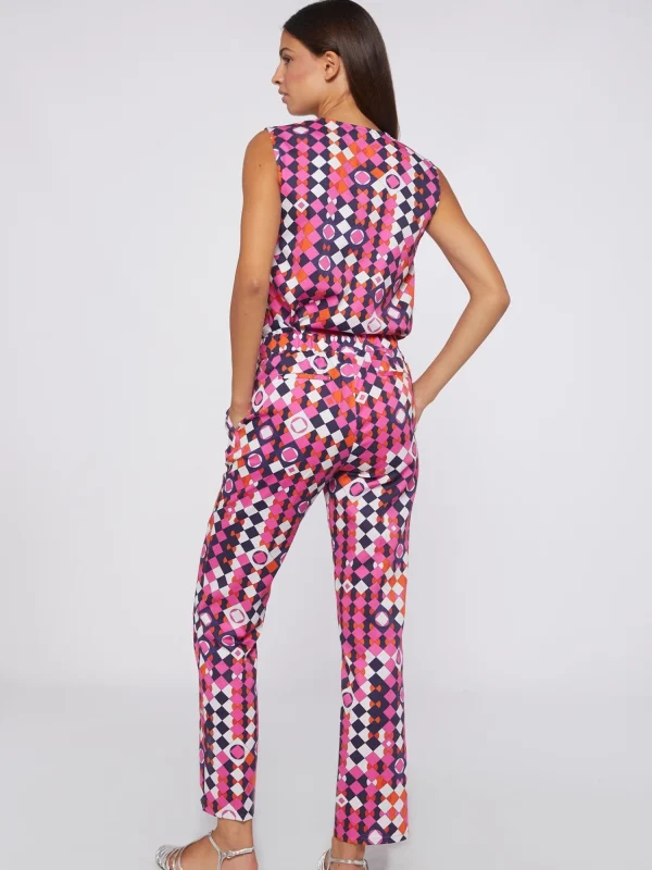 Mujer Vilagallo Pantalon Geometrico Algodon