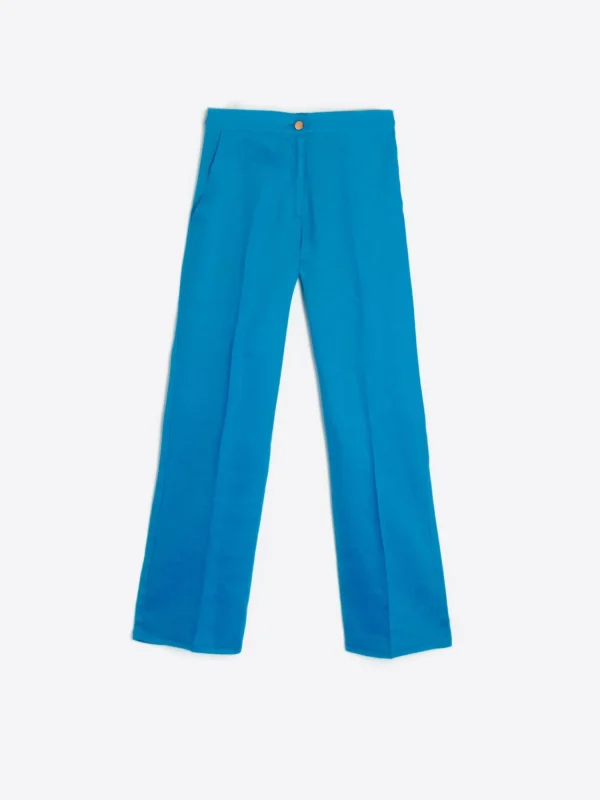 Mujer Vilagallo Pantalon Lino Azul