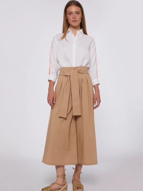 Mujer Vilagallo Pantalon Marie Beige Poplin