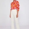 Mujer Vilagallo Pantalon Punto Blanco Botones Laterales Perfect Fit