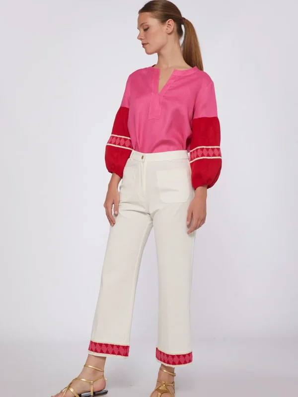 Mujer Vilagallo Pantalon Punto Blanco Con Pasaman Perfect Fit