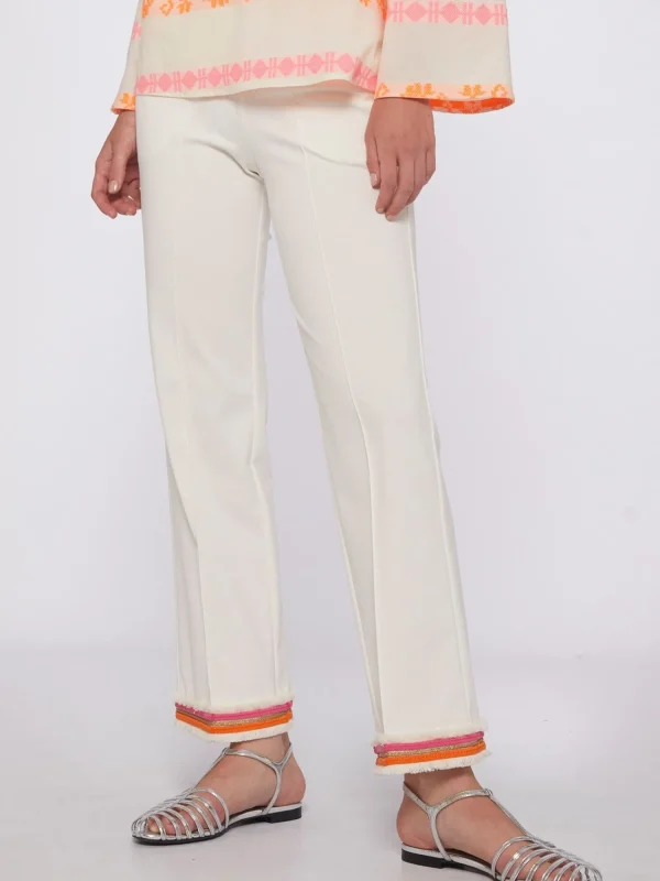 Mujer Vilagallo Pantalon Punto Blanco Con Pasaman