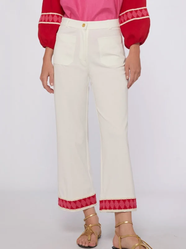 Mujer Vilagallo Pantalon Punto Blanco Con Pasaman Perfect Fit