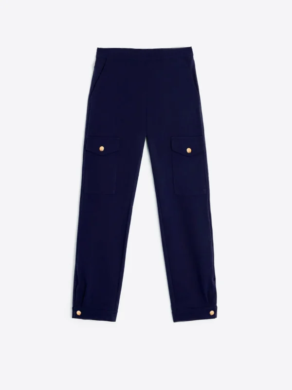 Mujer Vilagallo Pantalon Punto Cargo Navy Perfect Fit