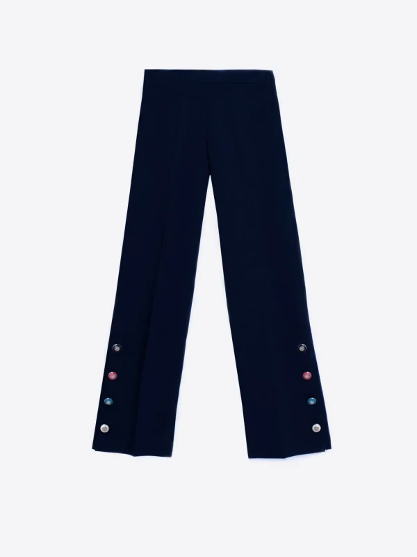 Mujer Vilagallo Pantalon Punto Navy Perfect Fit