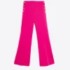 Mujer Vilagallo Pantalon Punto Rosa Botones Laterales Perfect Fict