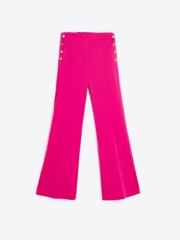 Mujer Vilagallo Pantalon Punto Rosa Botones Laterales Perfect Fict