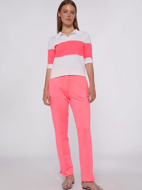 Mujer Vilagallo Pantalon Punto Rosa Fluor