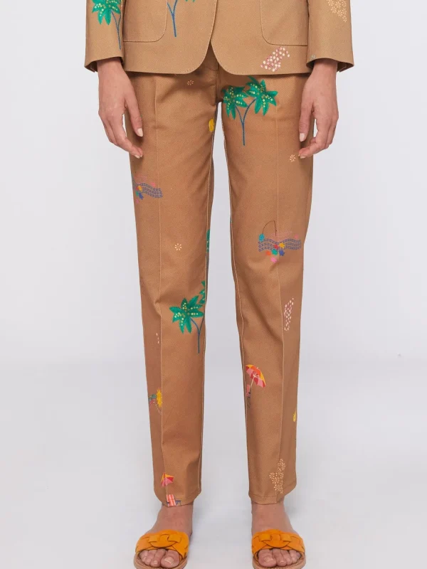 Mujer Vilagallo Pantalon Tiffany Biarritz Gabardine Print