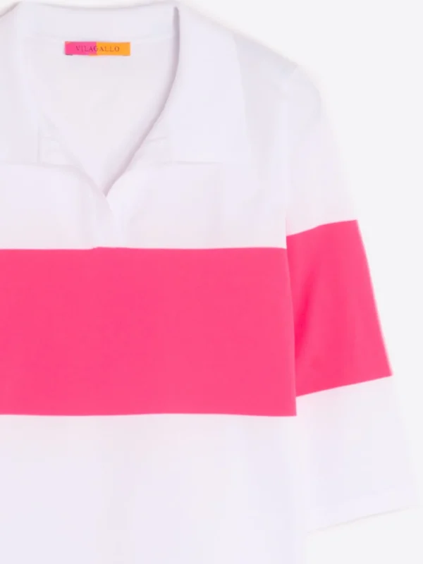 Mujer Vilagallo Polo Punto Banda Rosa Fluor