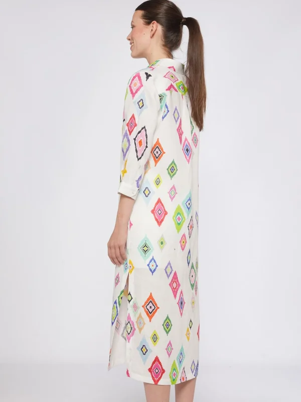 Mujer Vilagallo Vestido 100% Lino Estamapado Ikat