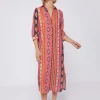 Mujer Vilagallo Vestido Algodon Estampado Navajo
